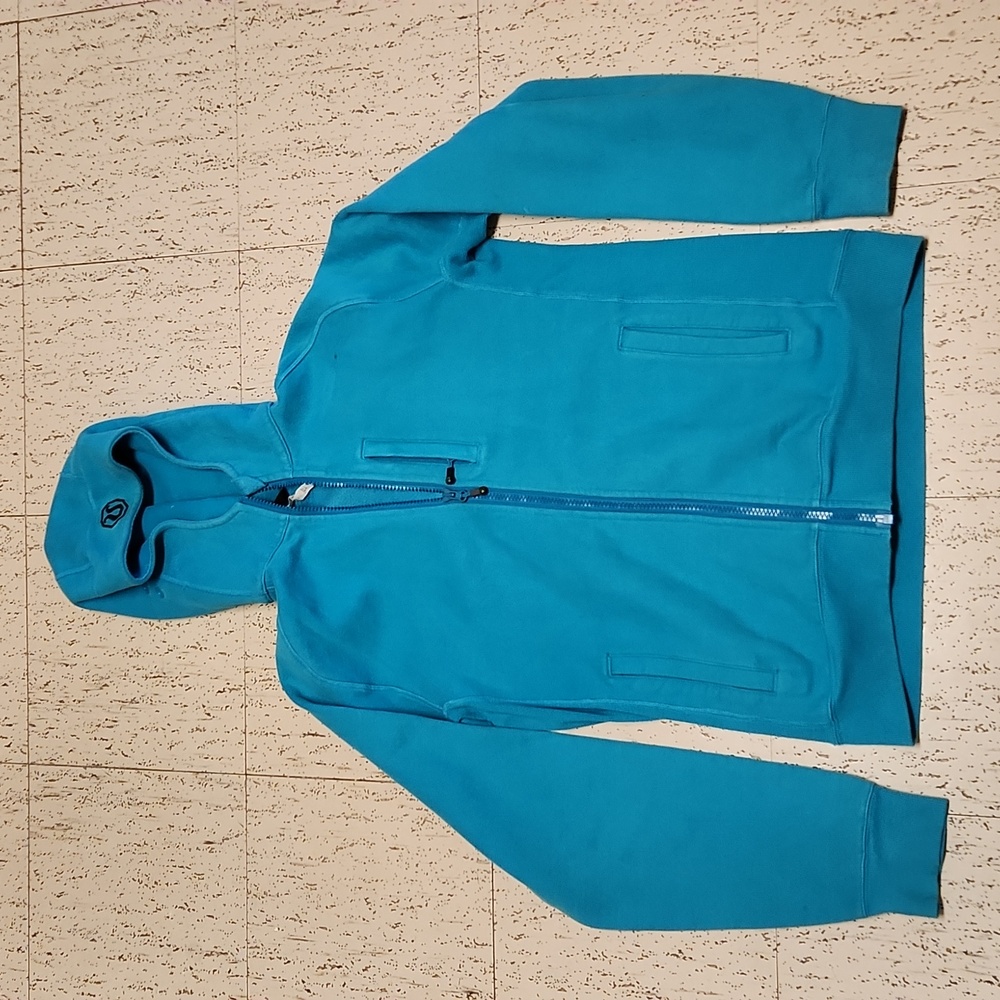 Lululemon Athletica Blue Embroidered Logo Full Zip Hoodie Sweater